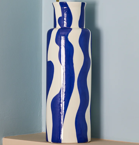 Tall White & Blue Vase