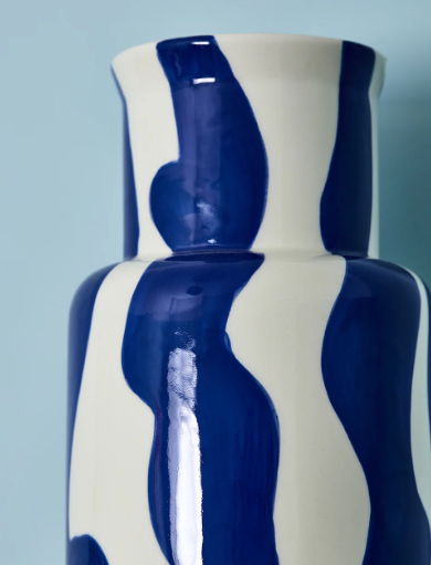 Tall White & Blue Vase